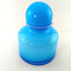 Pottery Barn hand blown blue glass vase.